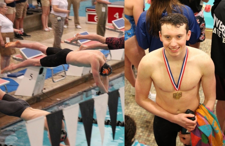 boy swimmer collage